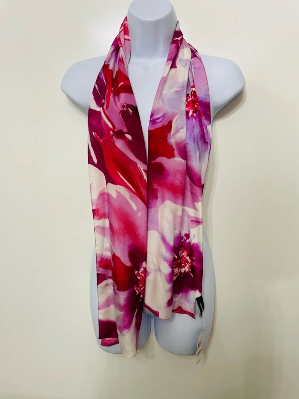 Jones New York Pink Coquette Silk Floral Flowy Women's Scarf Fairy Quiet Luxury